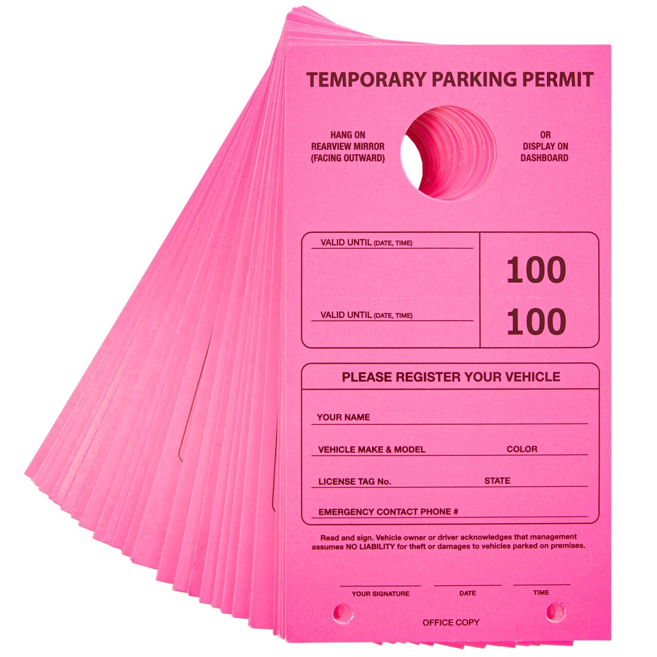 100 Pack Pink Temporary Parking Permit Hang Tags For Car Rear View 100-pack-pink-temporary-parking-permit-hang-tags-for-car-rear-view